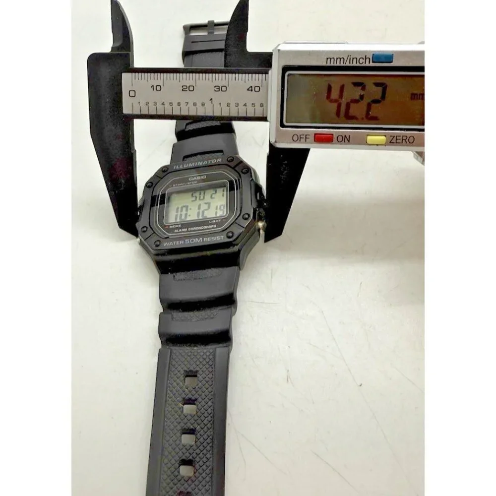 Casio Illuminator Men's Watch 3224 W-218H Black Resin Band Alarm Chrono WR 50M